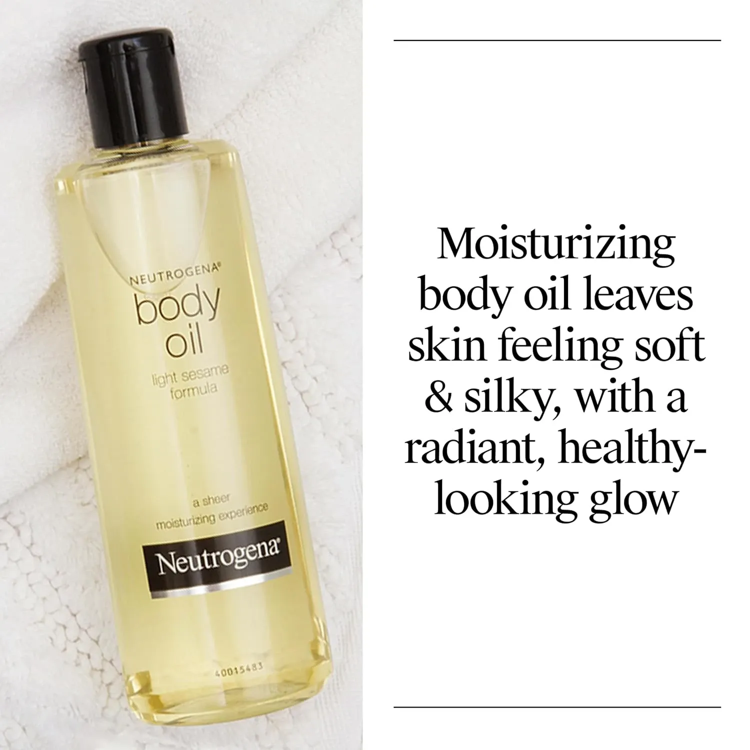 Neutrogena Fragrance-Free Body Oil Light Sesame Formula, Dry Skin Moisturizer & Hydrating Body Massage Oil, for Radiant & Healthy Glow, Nourishing After Shower & Bath Oil, 8.5 fl. oz — photo 5